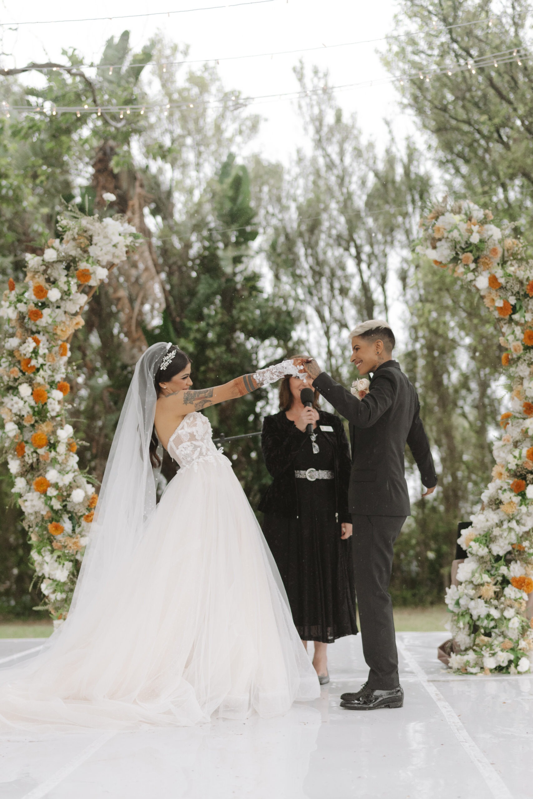 Two brides celebrating at their ceremony in Cape Town.